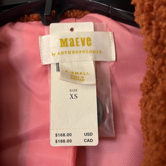NWT Anthropologie Maeve Teddy coat in toasted coconut Size XS - Picture 5 of 5